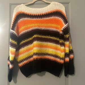 Dreamers Candy Corn Sweater in Orange, Yellow, Black, Purple & Cream